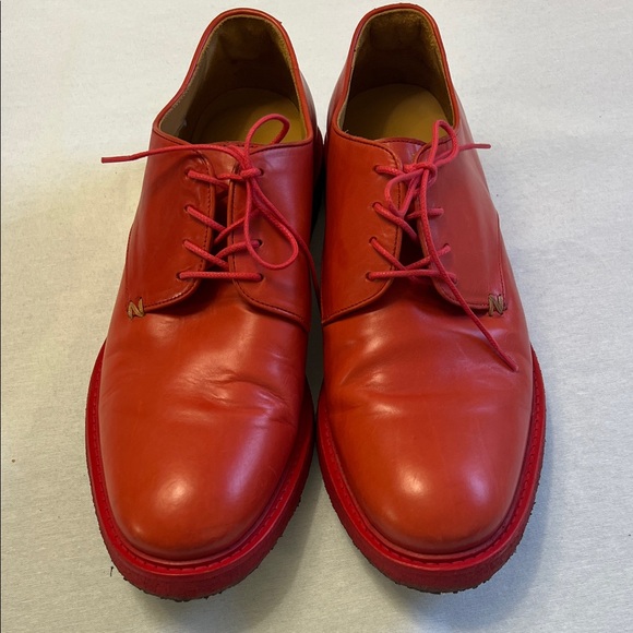 Tracey Neuls Pablo Luxury Red Leather Lace Up Derby Oxford Shoes Crepe Sole 45 - Picture 1 of 12